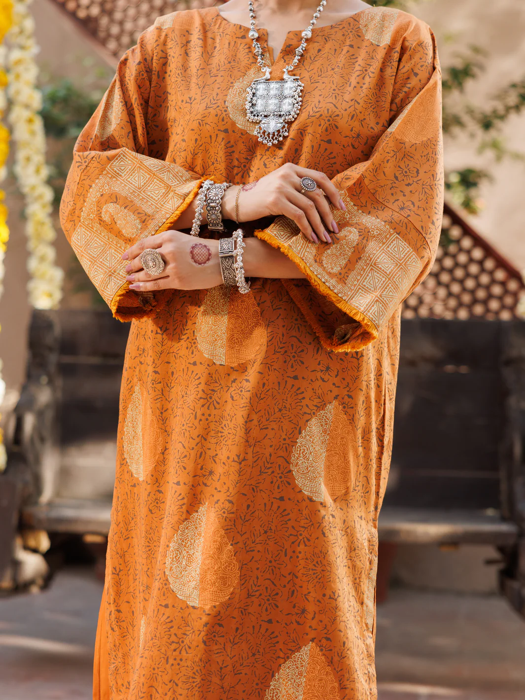 Mustard Dobby Kurti - AL-LK-1058 - Image 3