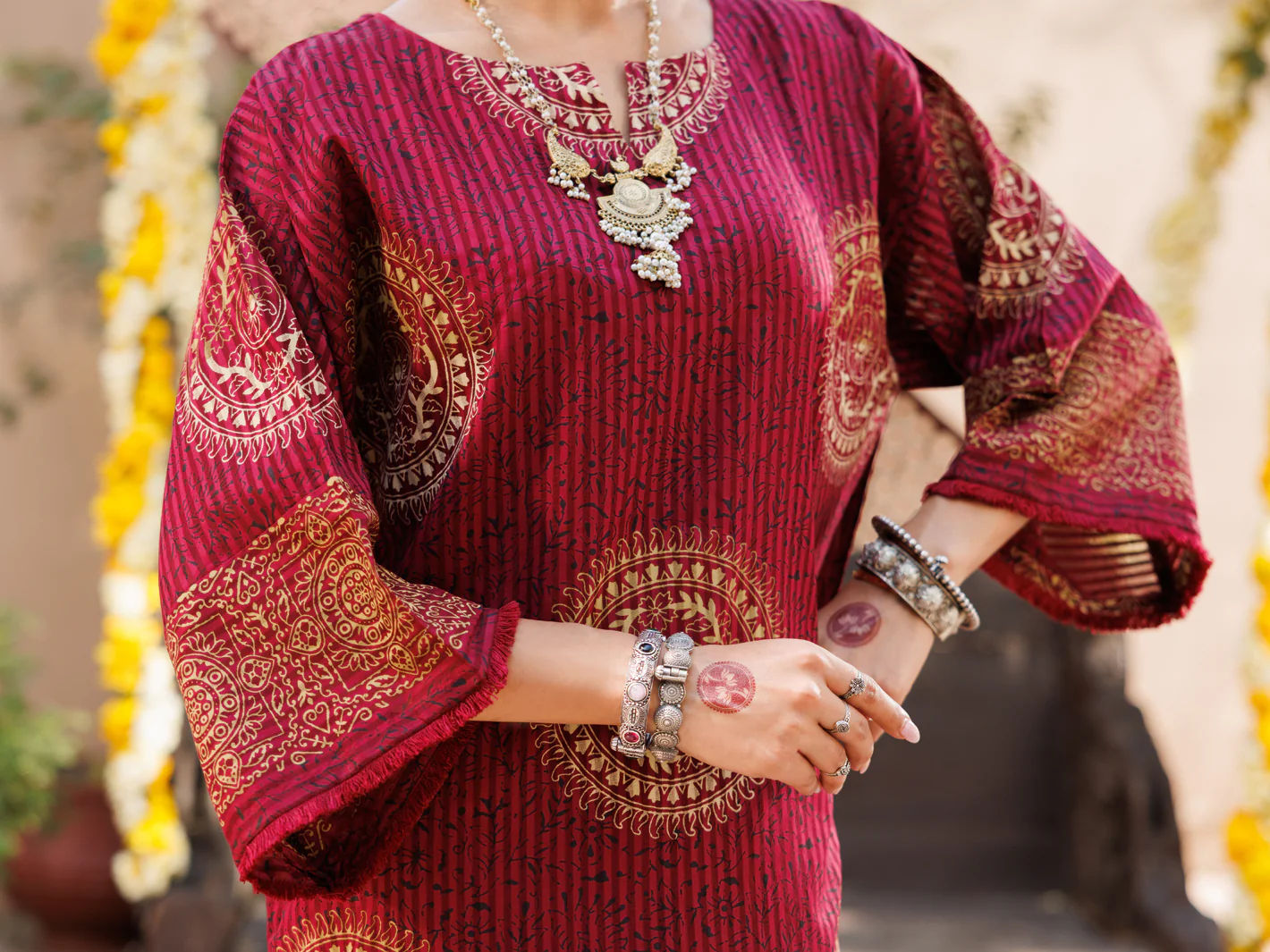 Maroon Dobby Kurti - AL-LK-1061 - Image 3