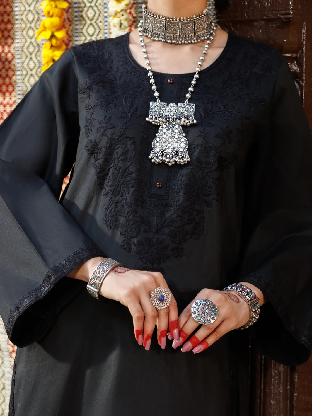 Black Lawn Kurti - AL-LK-1062 - Image 3