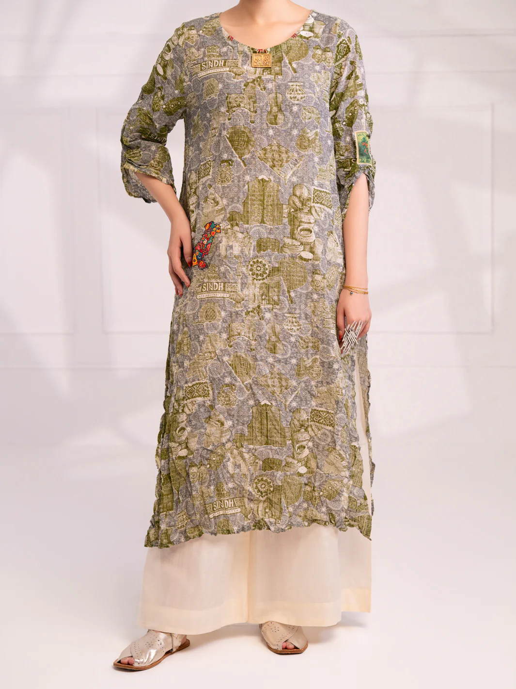 Light Green Dobby Kurti - AL-LK-1080