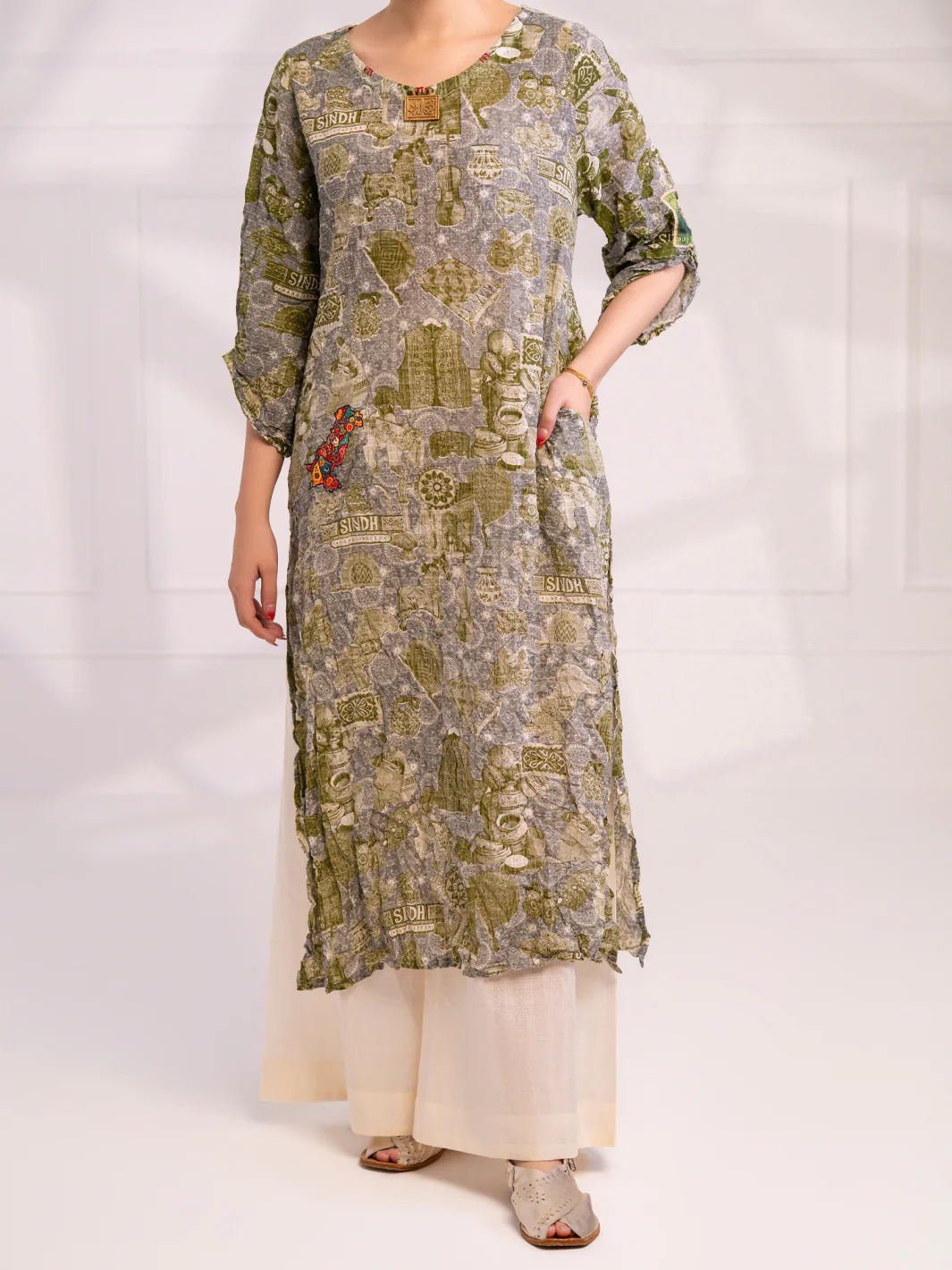 Light Green Dobby Kurti - AL-LK-1080 - Image 3