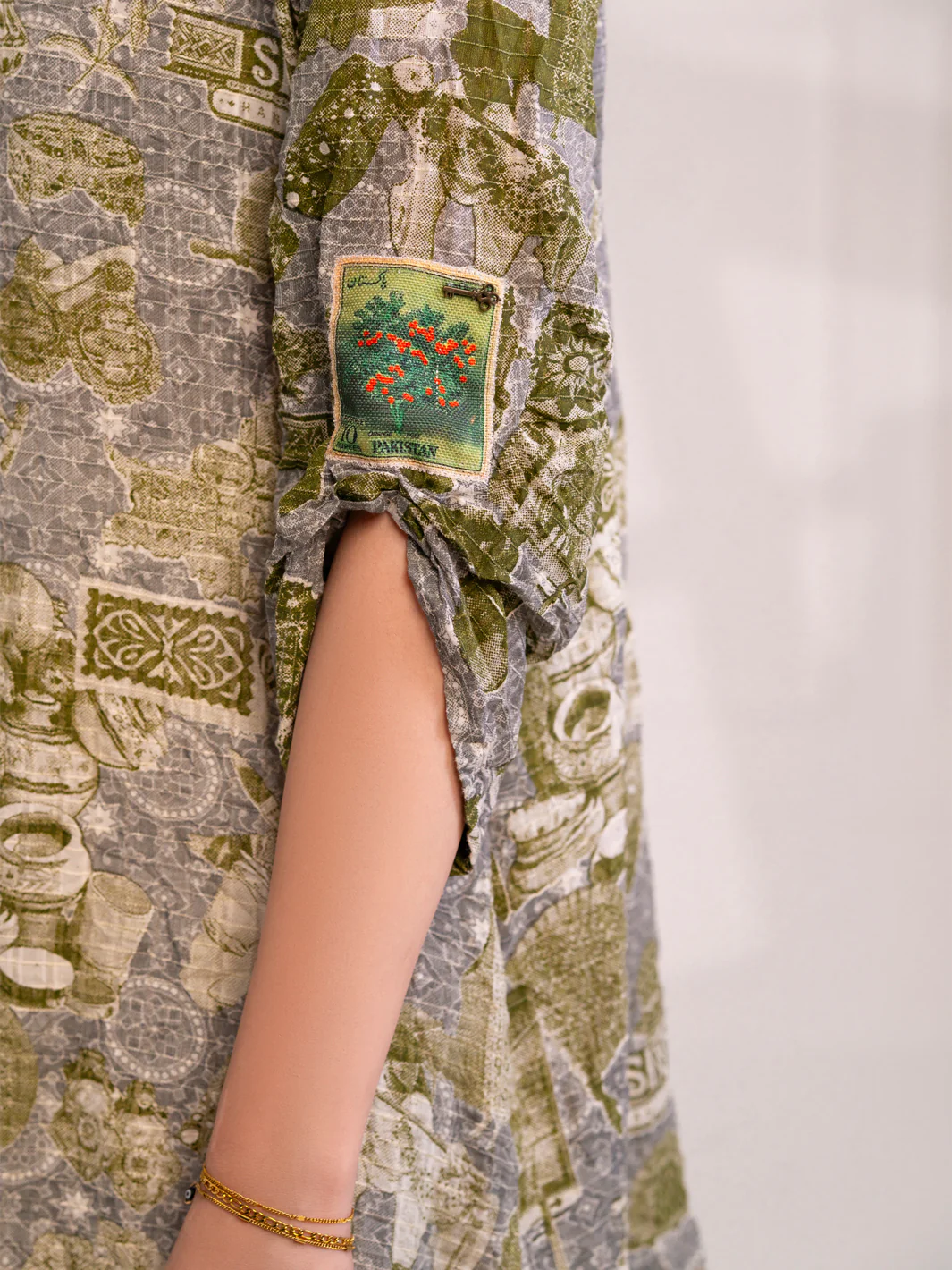 Light Green Dobby Kurti - AL-LK-1080 - Image 4
