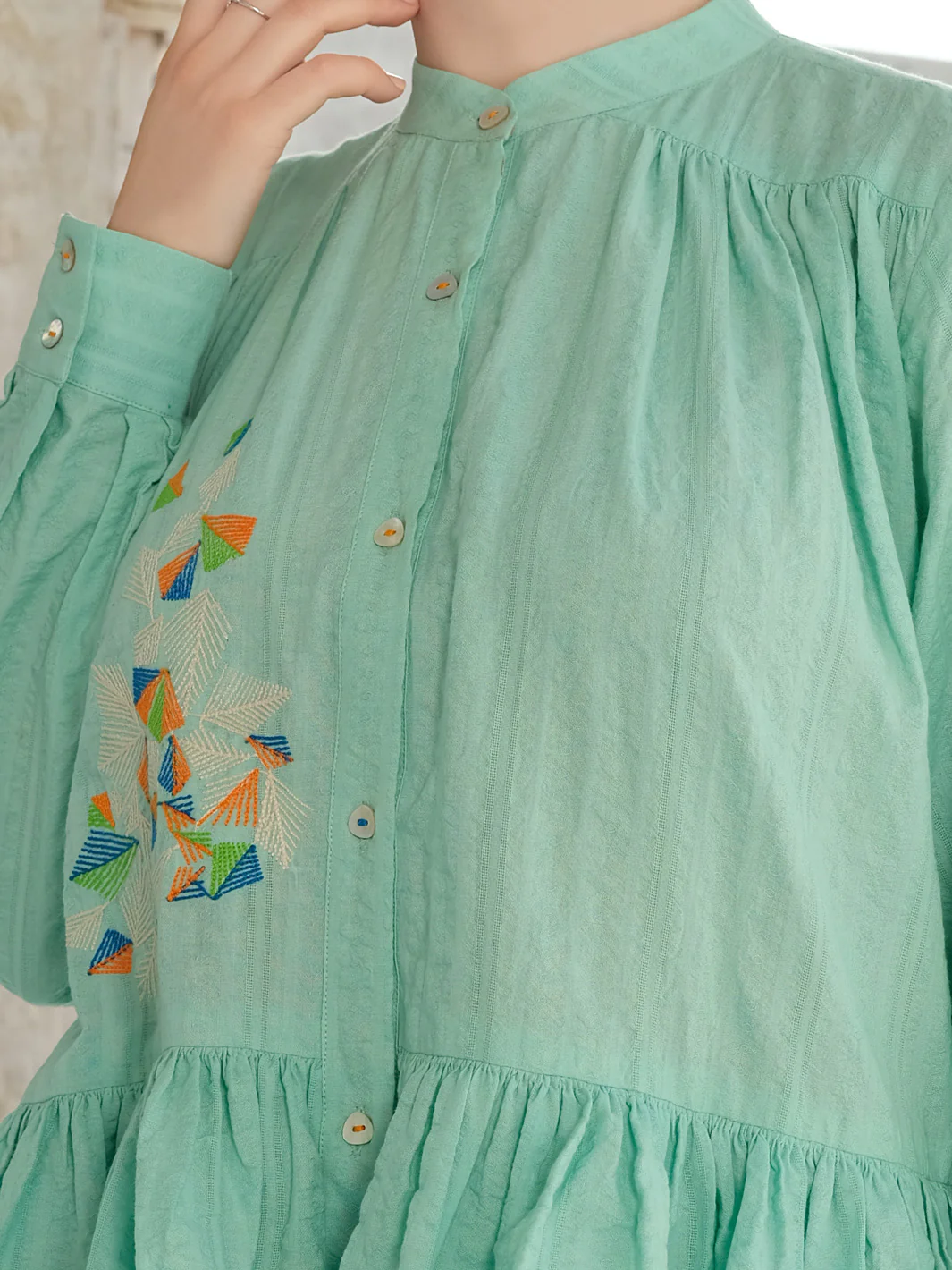 Sea Blue Cotton/Dobby Net Tunic - AL-LK-721 - Image 4