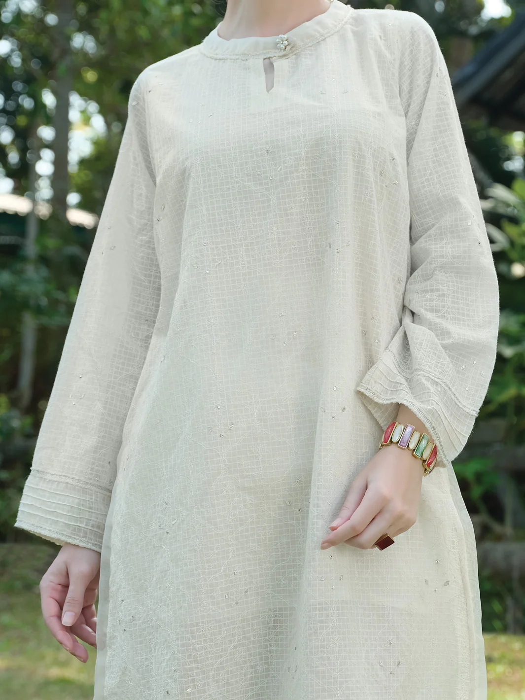 Off White Chicken Kari Tunic - AL-LK-729 - Image 2