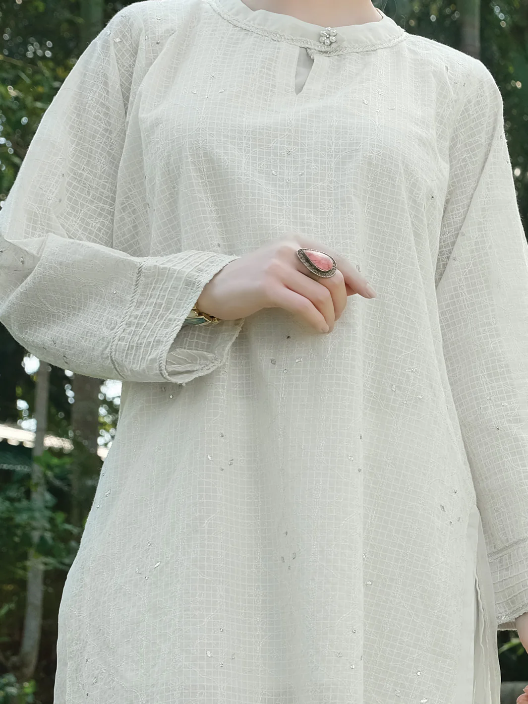 Off White Chicken Kari Tunic - AL-LK-729 - Image 3