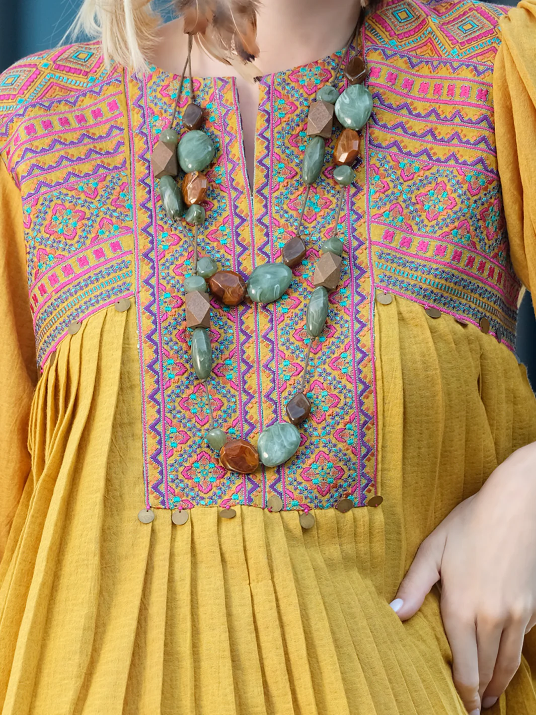 Mustard Jacquard Tunic - AL-LK-750 - Image 3