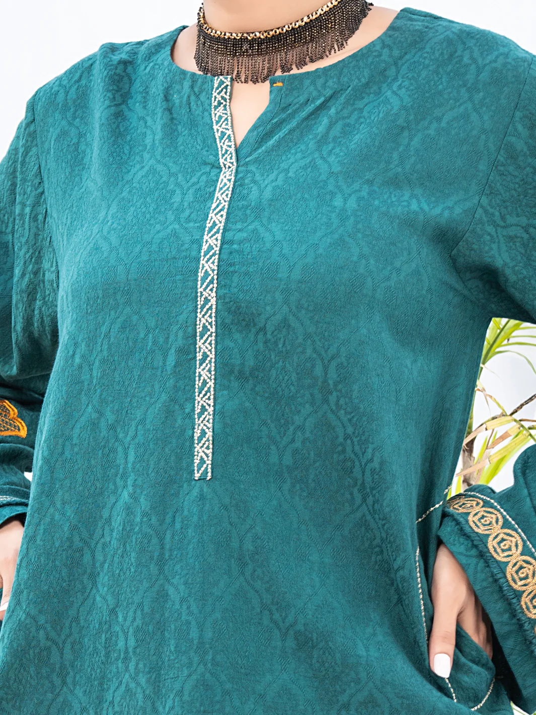 Green Jacquard Tunic - AL-LK-769 - Image 2