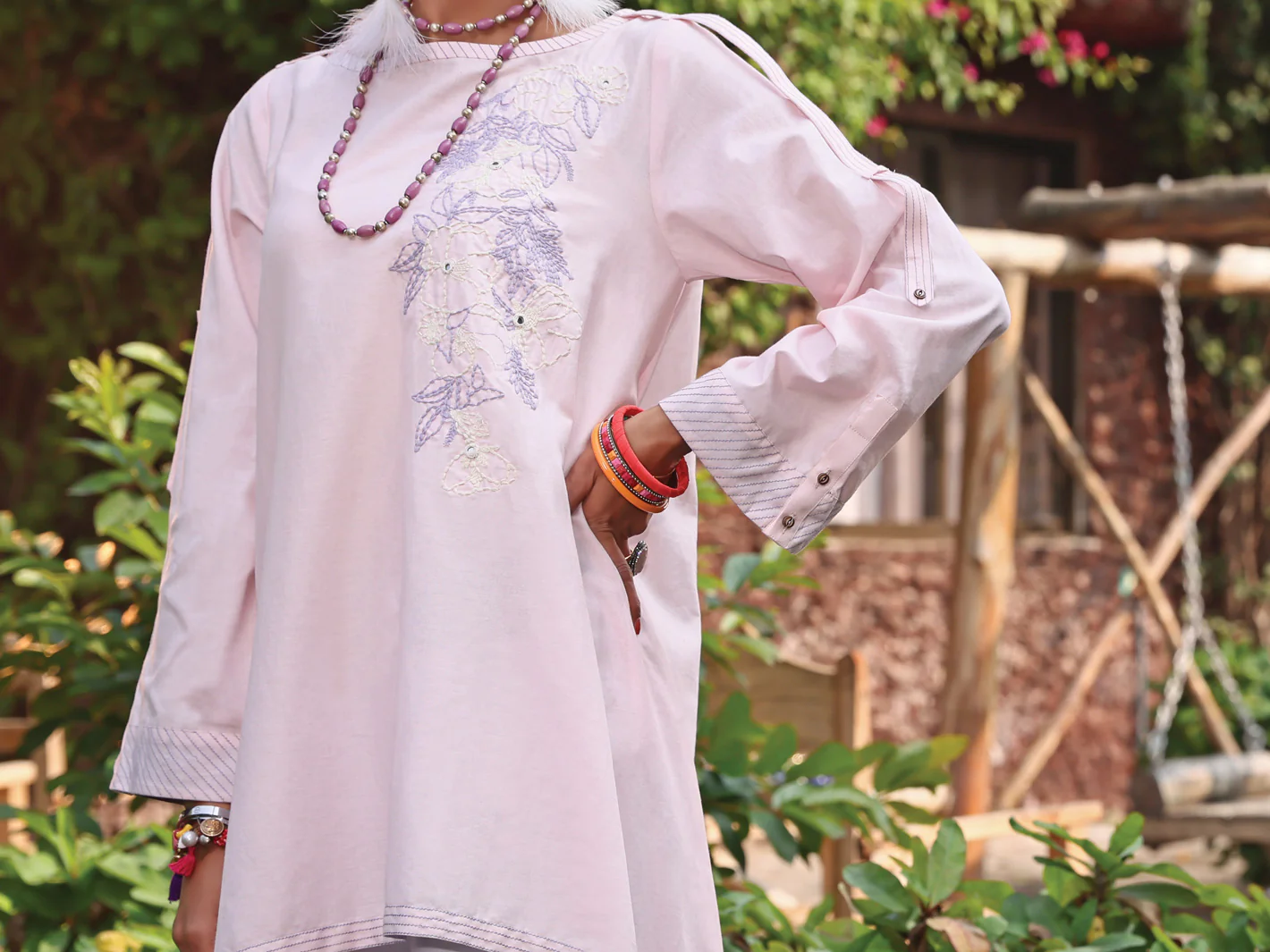 Light Purple Lawn Tunic - AL-LK-776 - Image 3