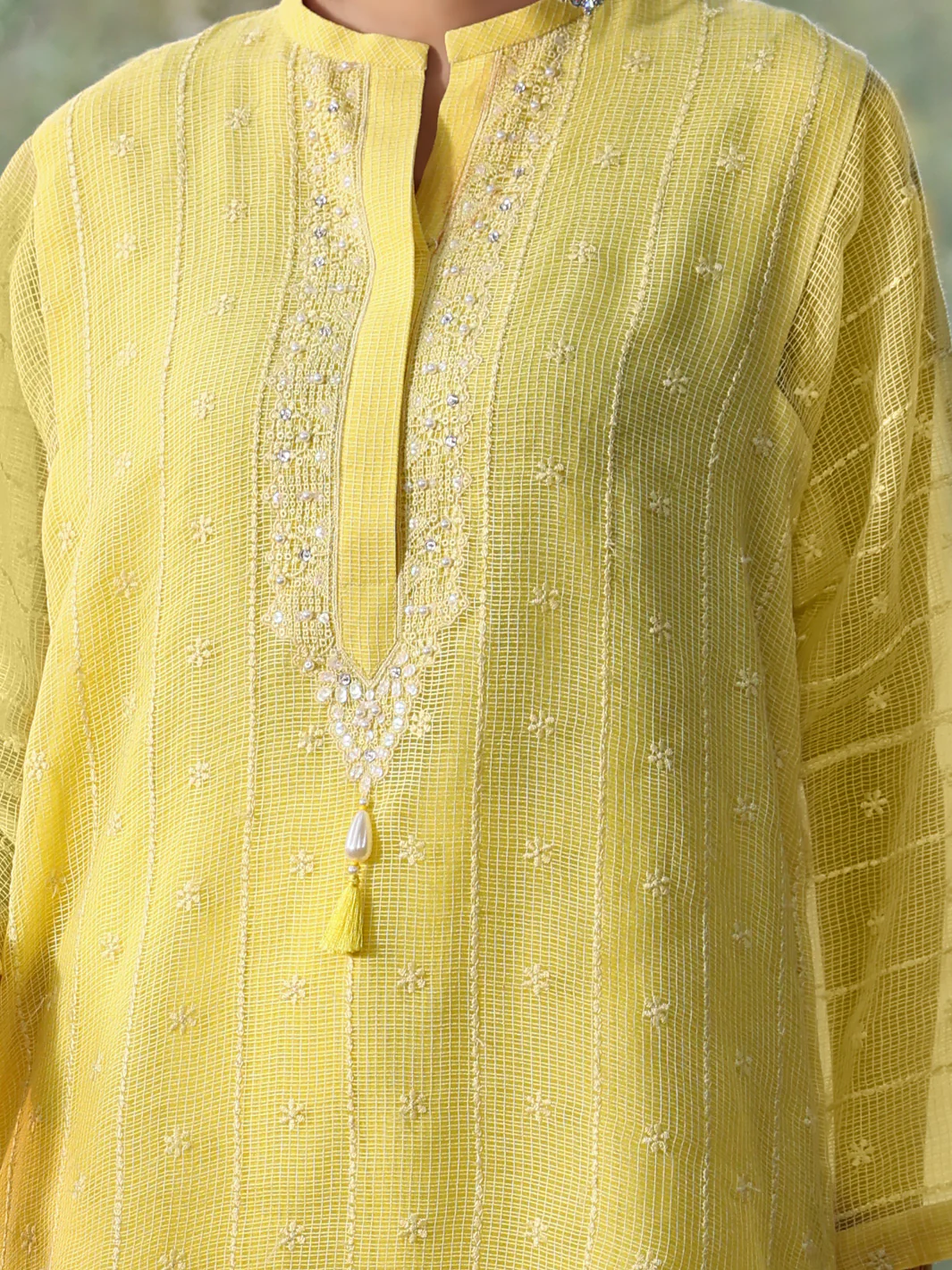 Lime Khaddi Net Tunic - AL-LK-782 - Image 3