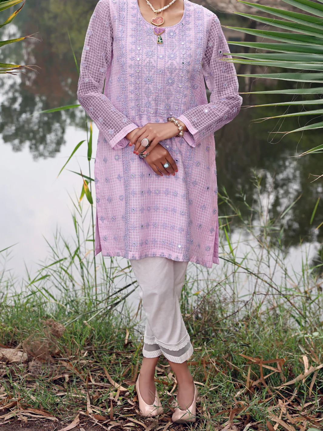 Purple Khaddi Net Tunic - AL-LK-783 - Image 2
