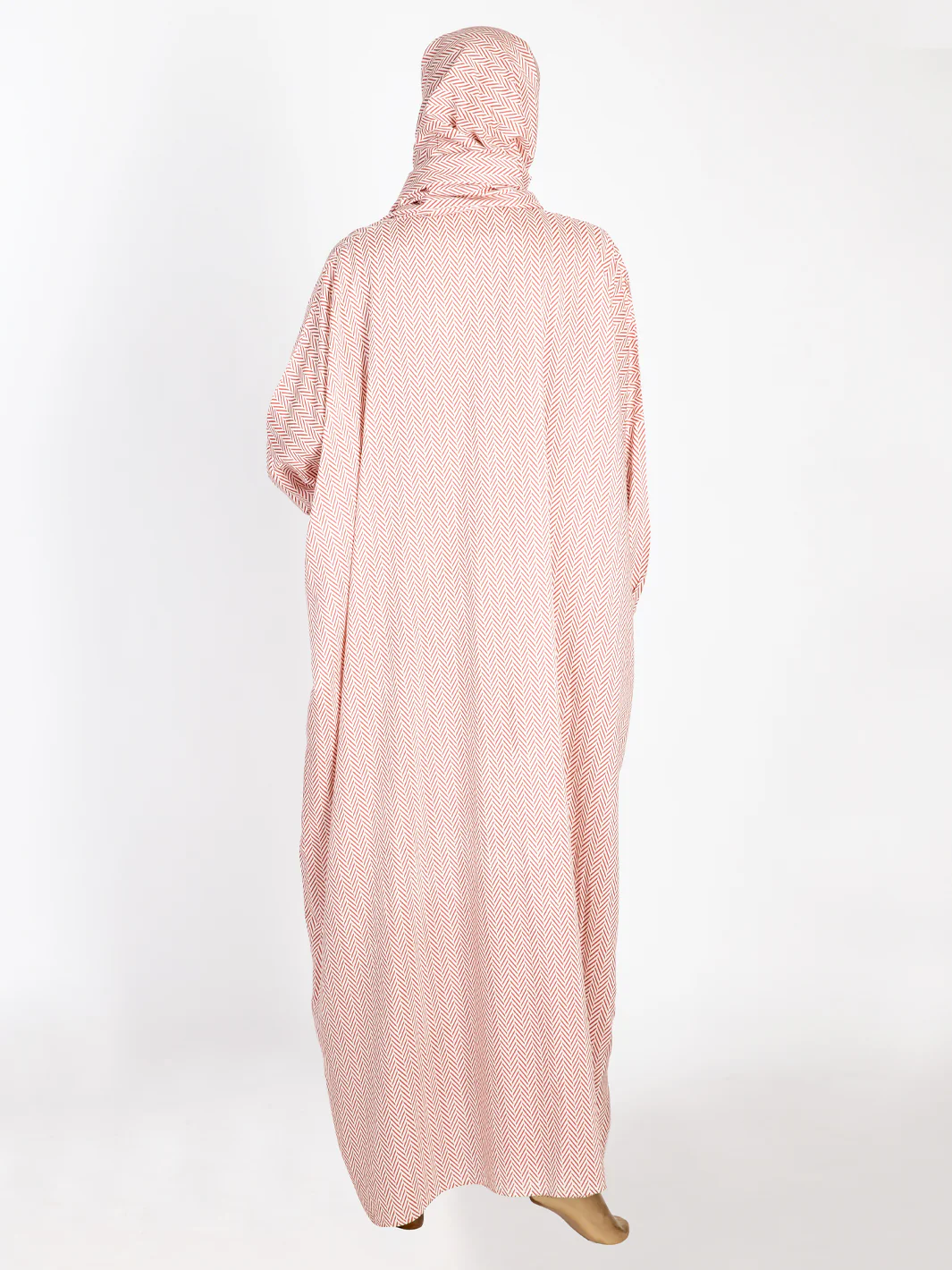 Red-White Viscose Salah Robe - AL-LK-824D - Image 3