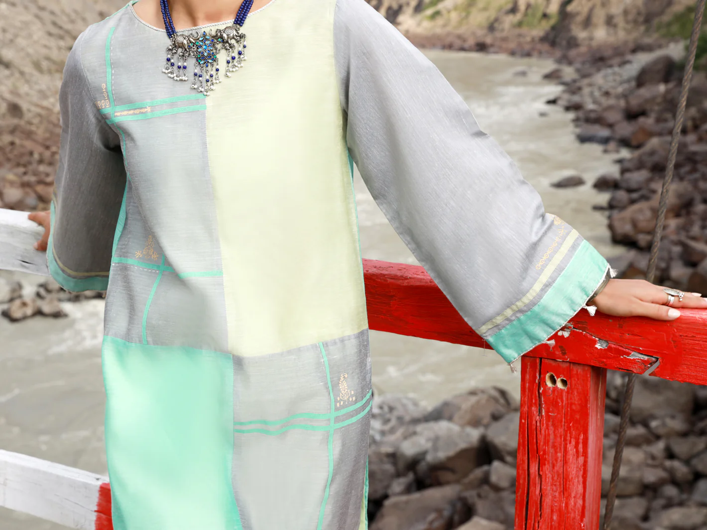 Grey Paper Cotton Tunic - AL-LK-826 - Image 3