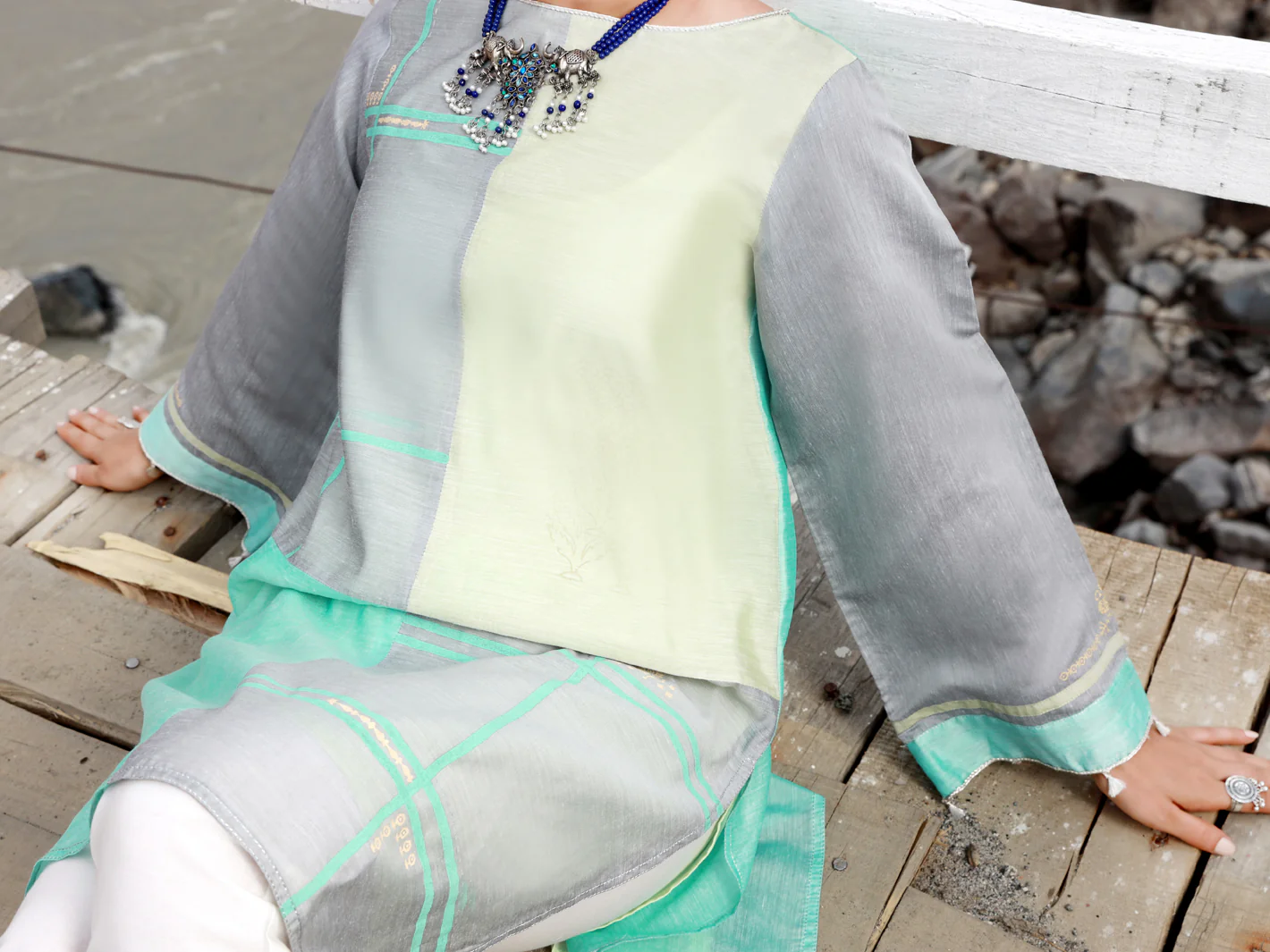 Grey Paper Cotton Tunic - AL-LK-826 - Image 4