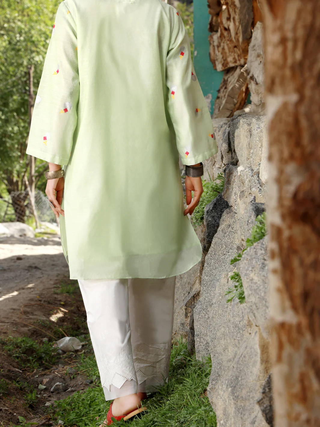 Light Green Paper Cotton Tunic - AL-LK-828B - Image 2