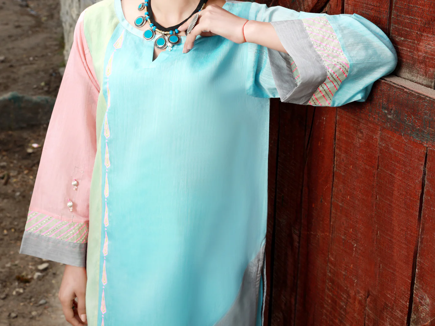 Grey Paper Cotton Tunic - AL-LK-829 - Image 4