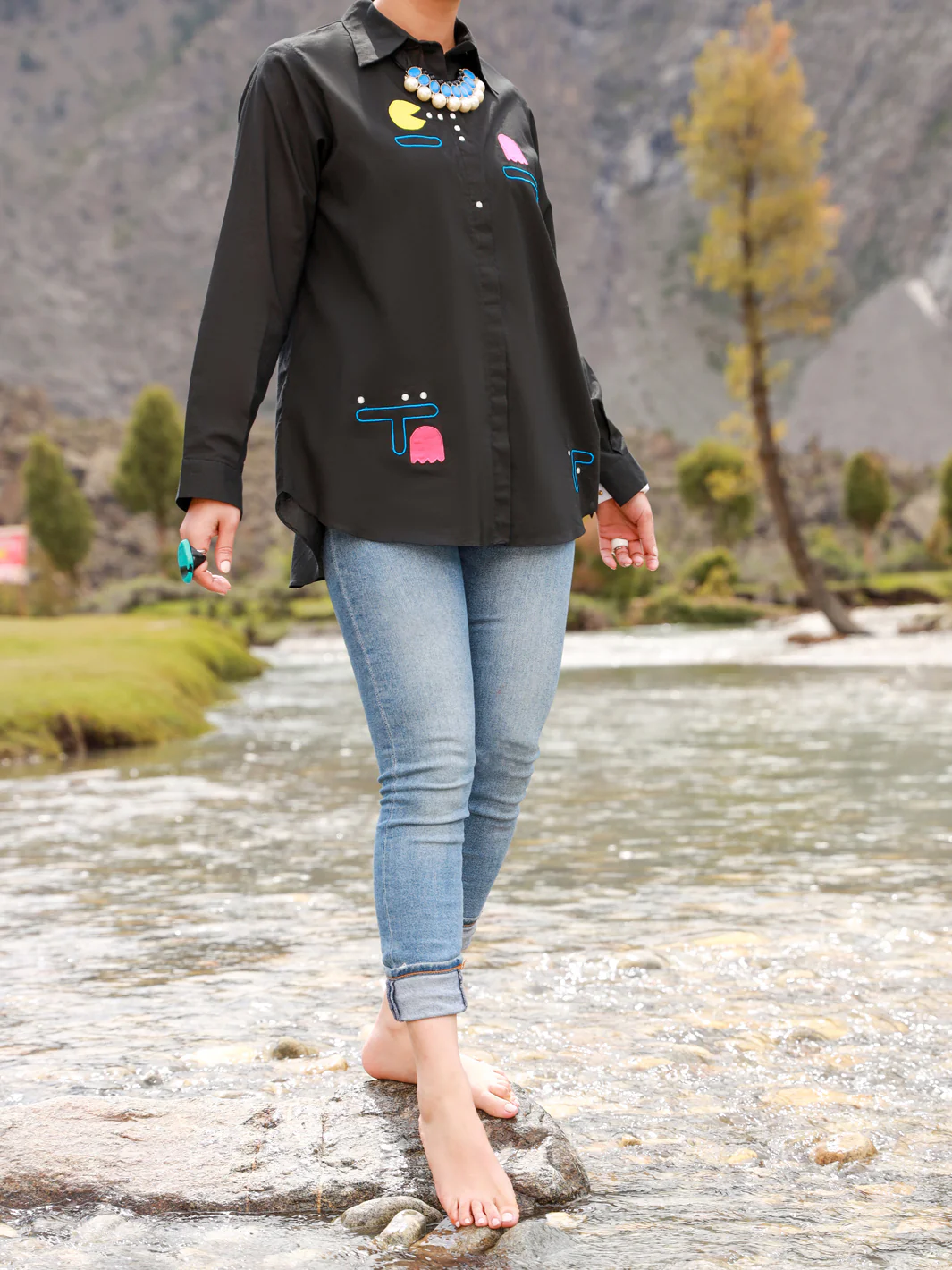 Black Cambric Tunic - AL-LK-849
