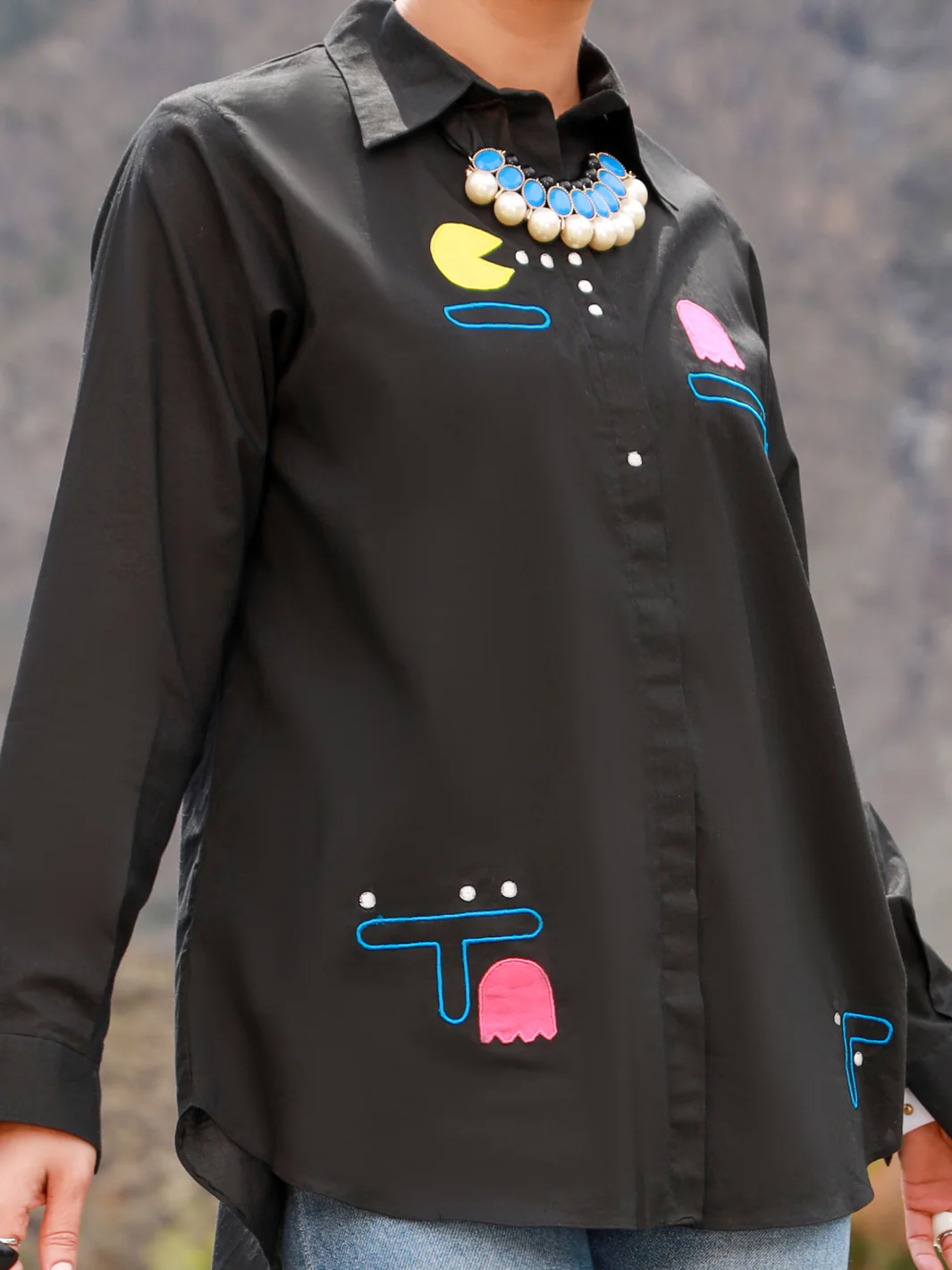 Black Cambric Tunic - AL-LK-849 - Image 2