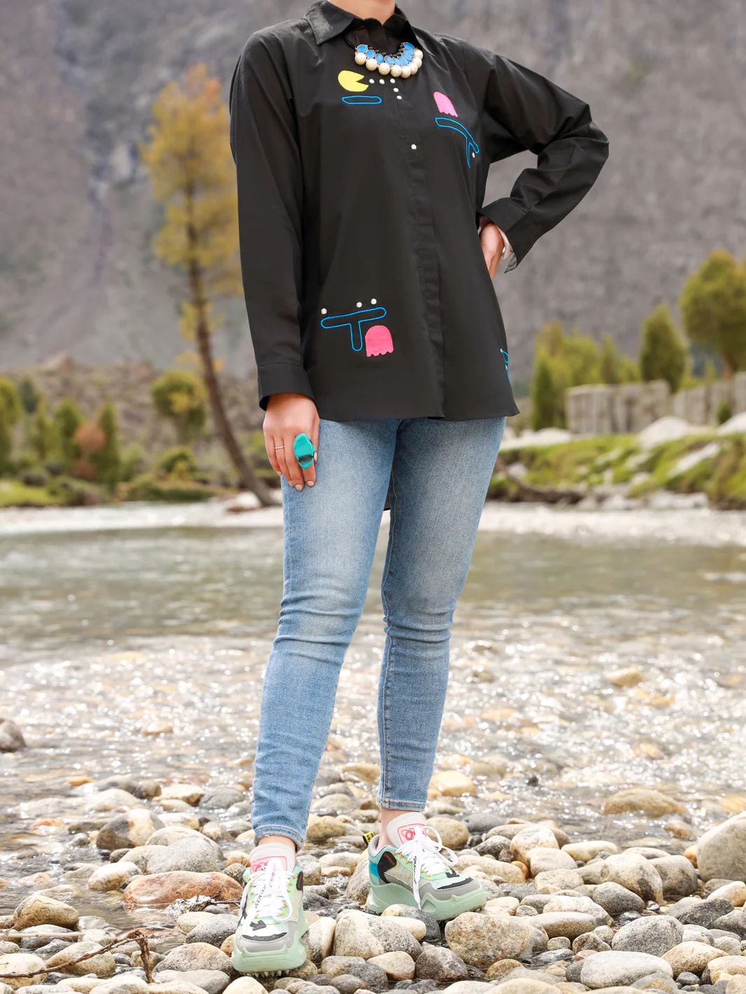 Black Cambric Tunic - AL-LK-849 - Image 3
