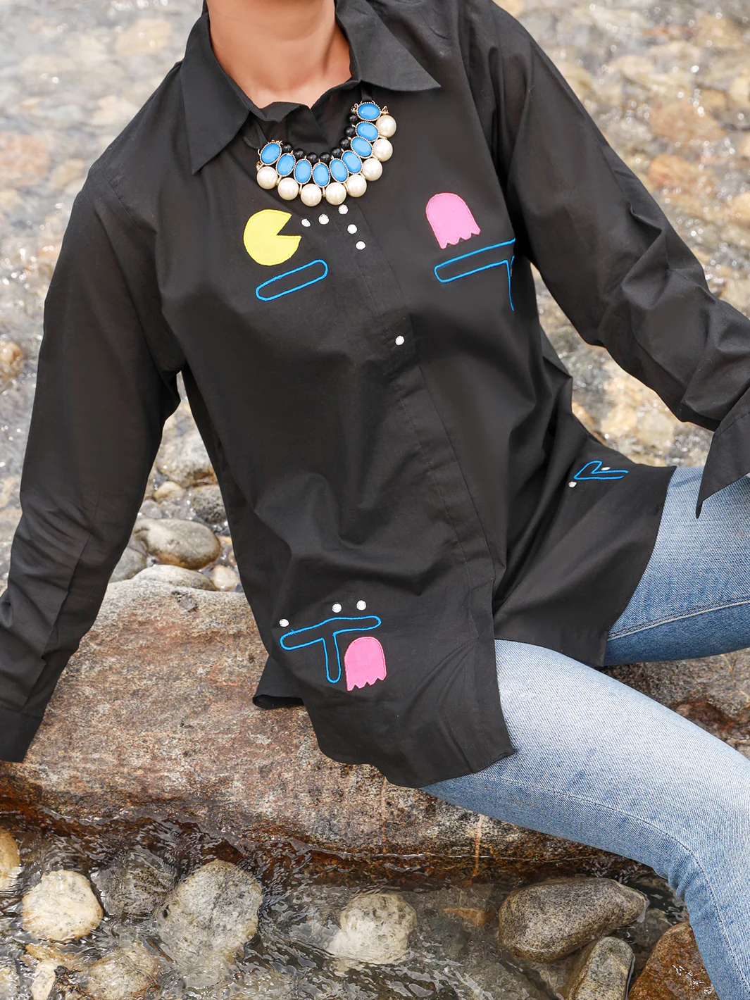 Black Cambric Tunic - AL-LK-849 - Image 4