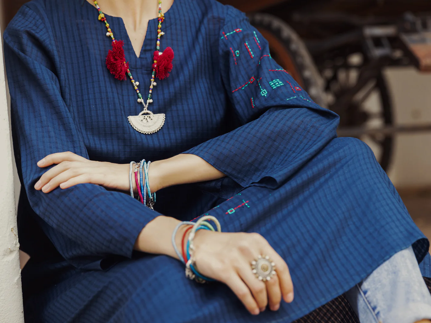 Teal Kurti - AL-LK-869 - Image 4