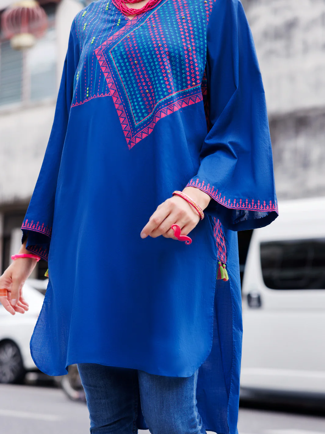 Blue Dyed Lawn Tunic - AL-LK-954 - Image 2
