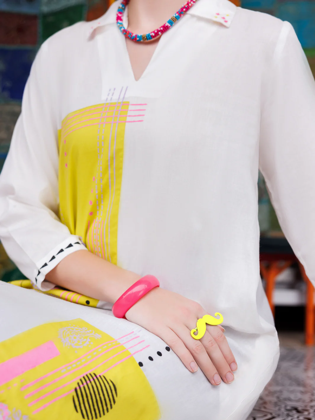 White Dyed Lawn Tunic - AL-LK-955 - Image 3