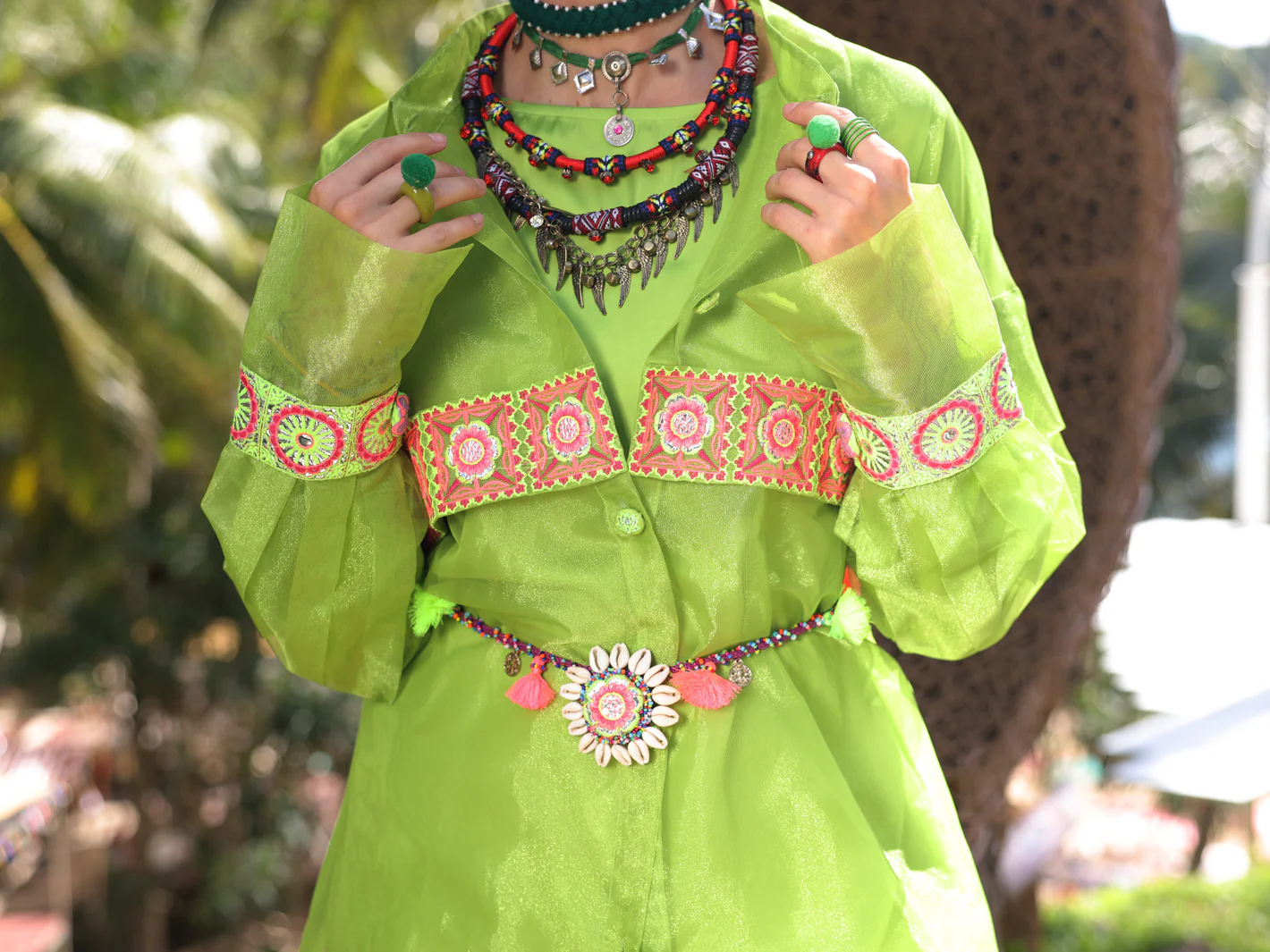 Parrot Green Shimmer Poly-Net Tunic - AL-LK-963 - Image 3