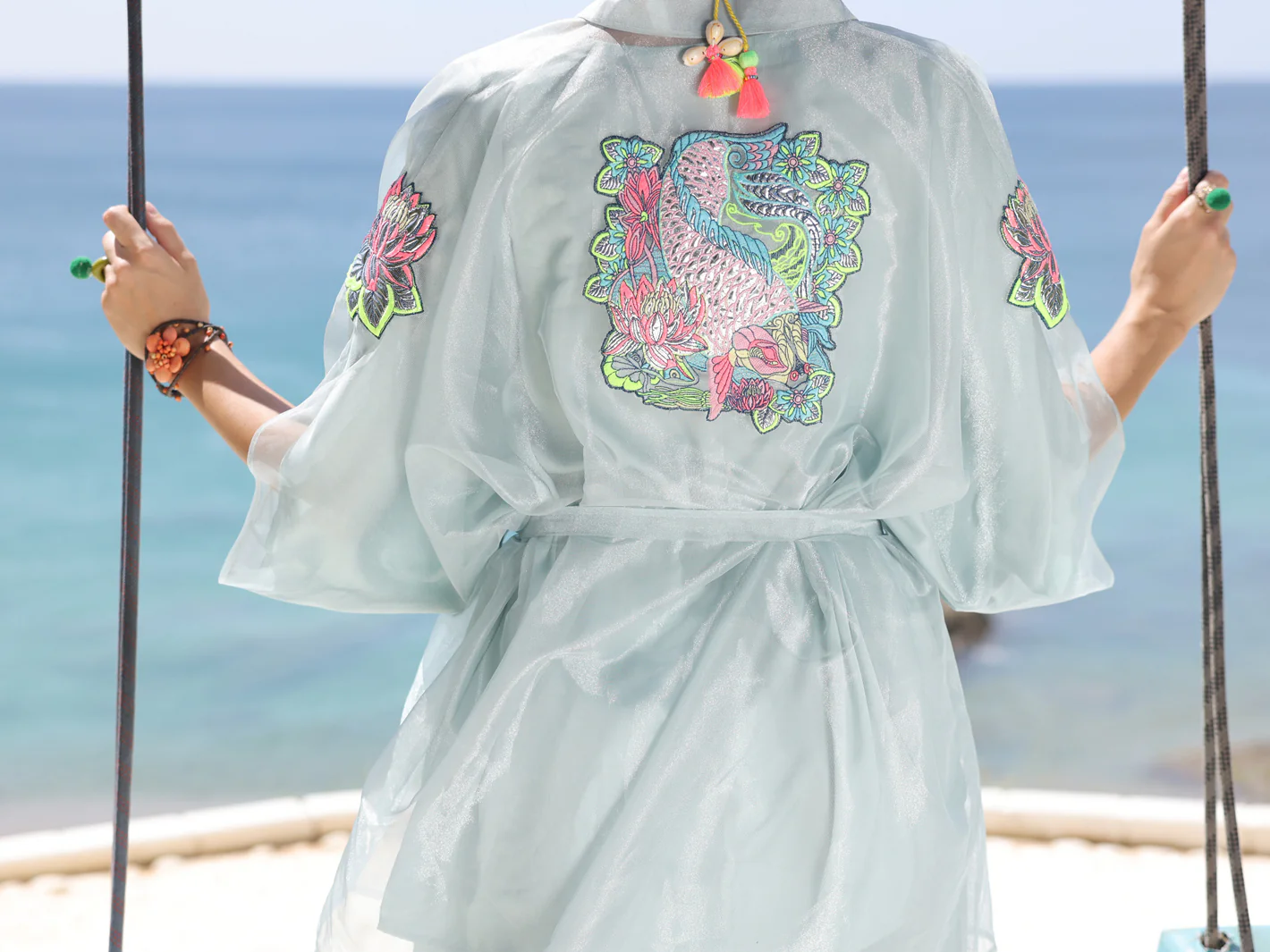 Ice Blue Shimmer Net Tunic - AL-LK-965 - Image 3