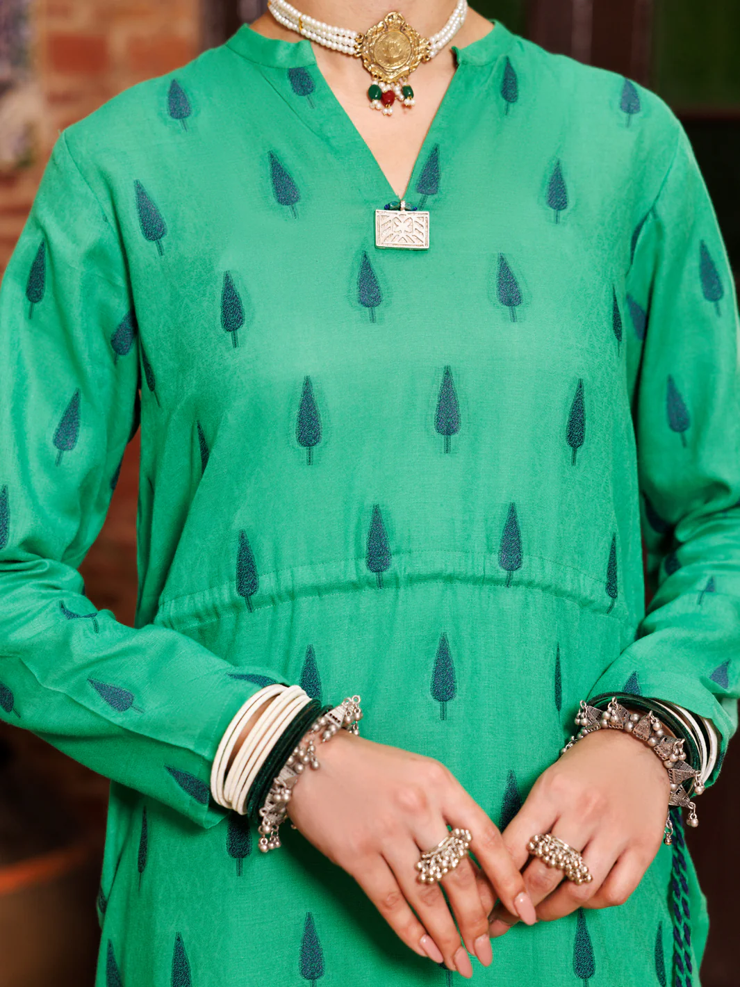 Green Yarn Dyed Tunic - AL-LK-972 - Image 3