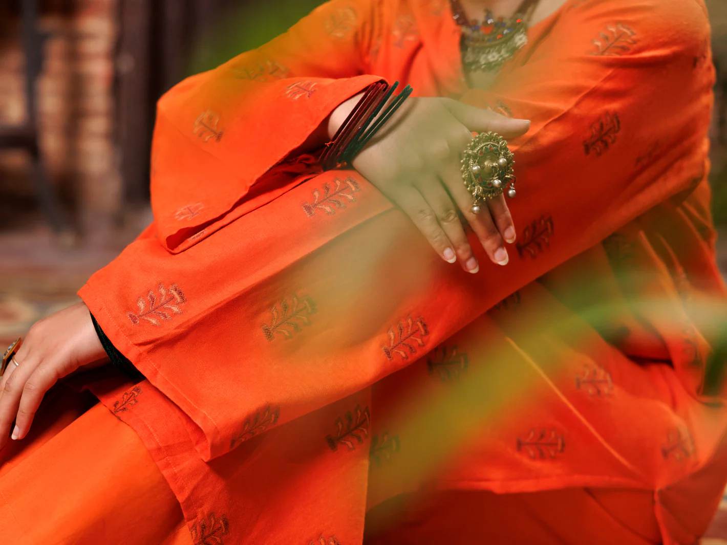 Orange Yarn Dyed Tunic - AL-LK-974 - Image 3