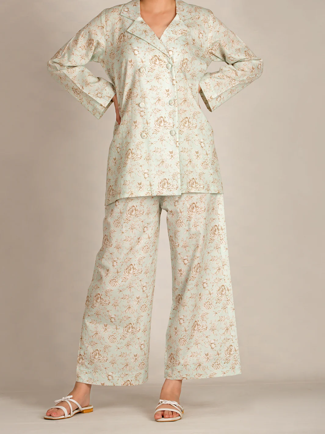 Sky Blue 2 Piece Stitched Nightwear - AL-LKS-NW-1002