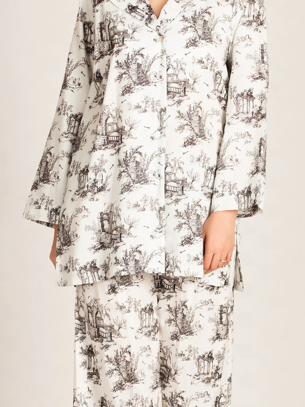 Black & White 2 Piece Stitched Nightwear - AL-LKS-NW-1003 - Image 3