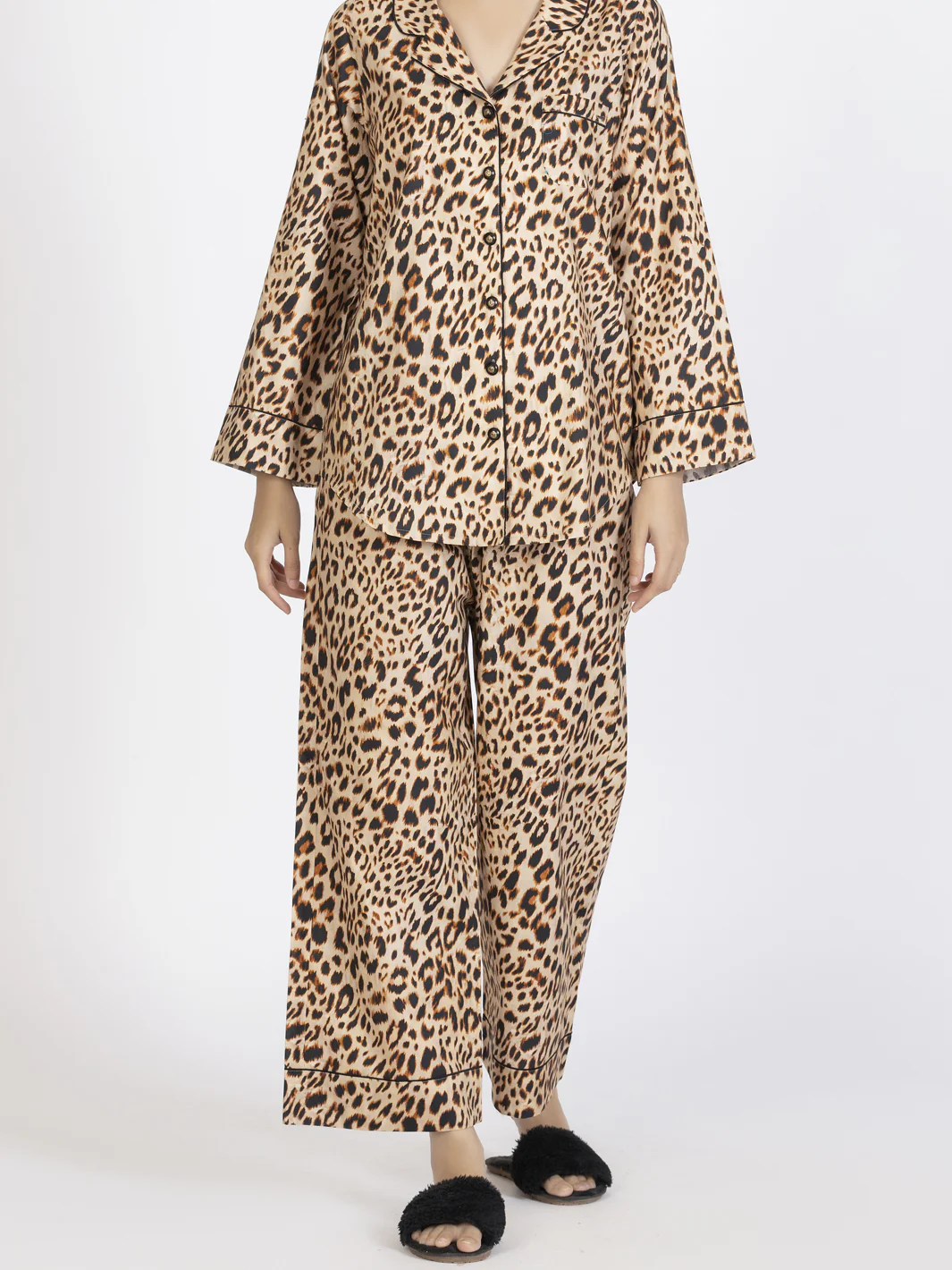 Brown Cotton 2 Piece Stitched Nightwear - AL-LKS-NW-1008