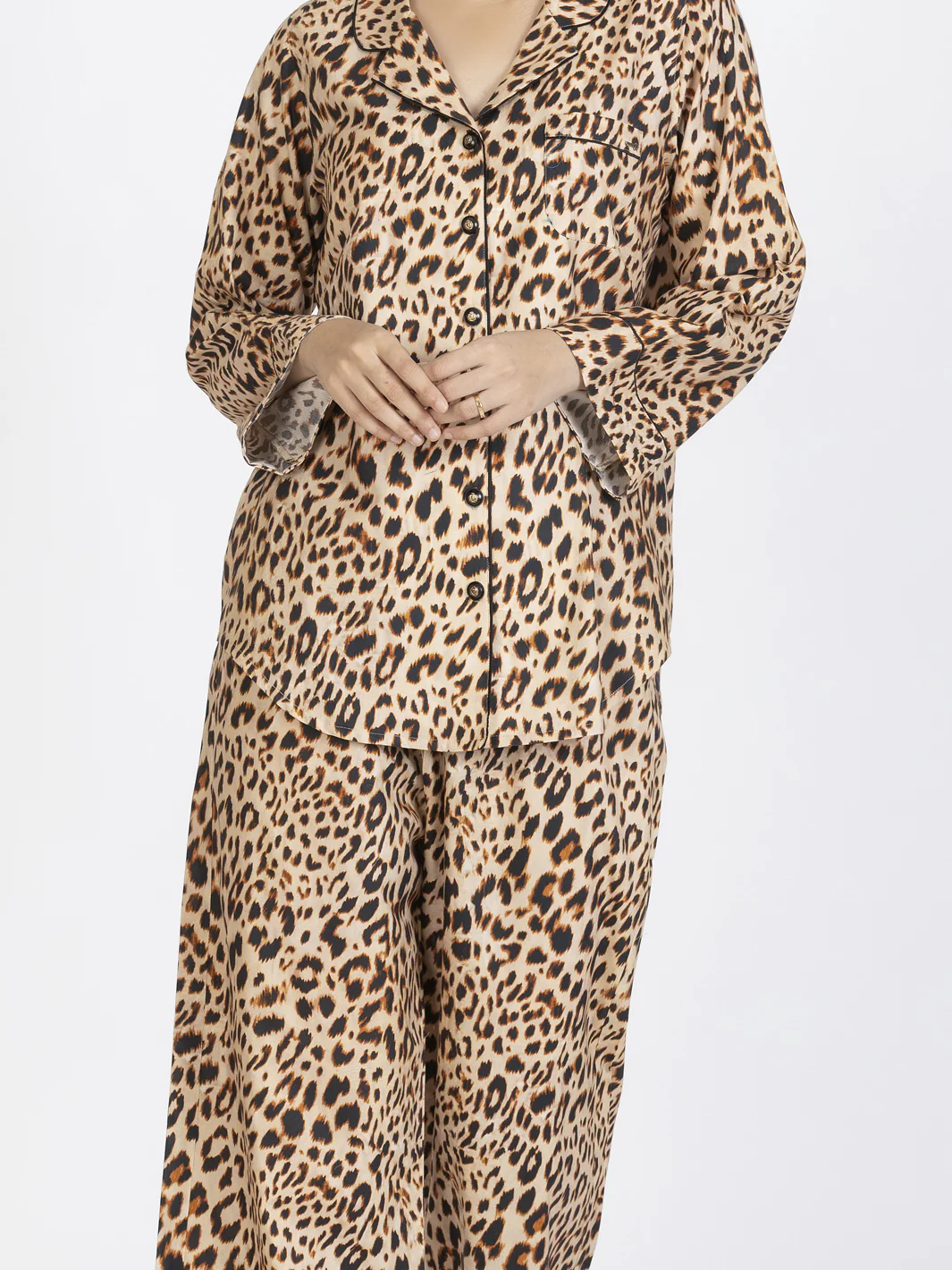 Brown Cotton 2 Piece Stitched Nightwear - AL-LKS-NW-1008 - Image 3