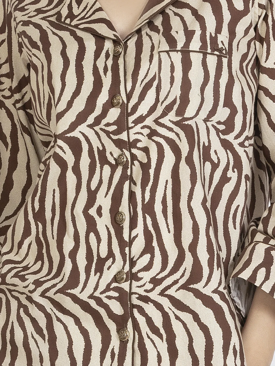 Brown Cotton 2 Piece Stitched Nightwear - AL-LKS-NW-1009 - Image 2