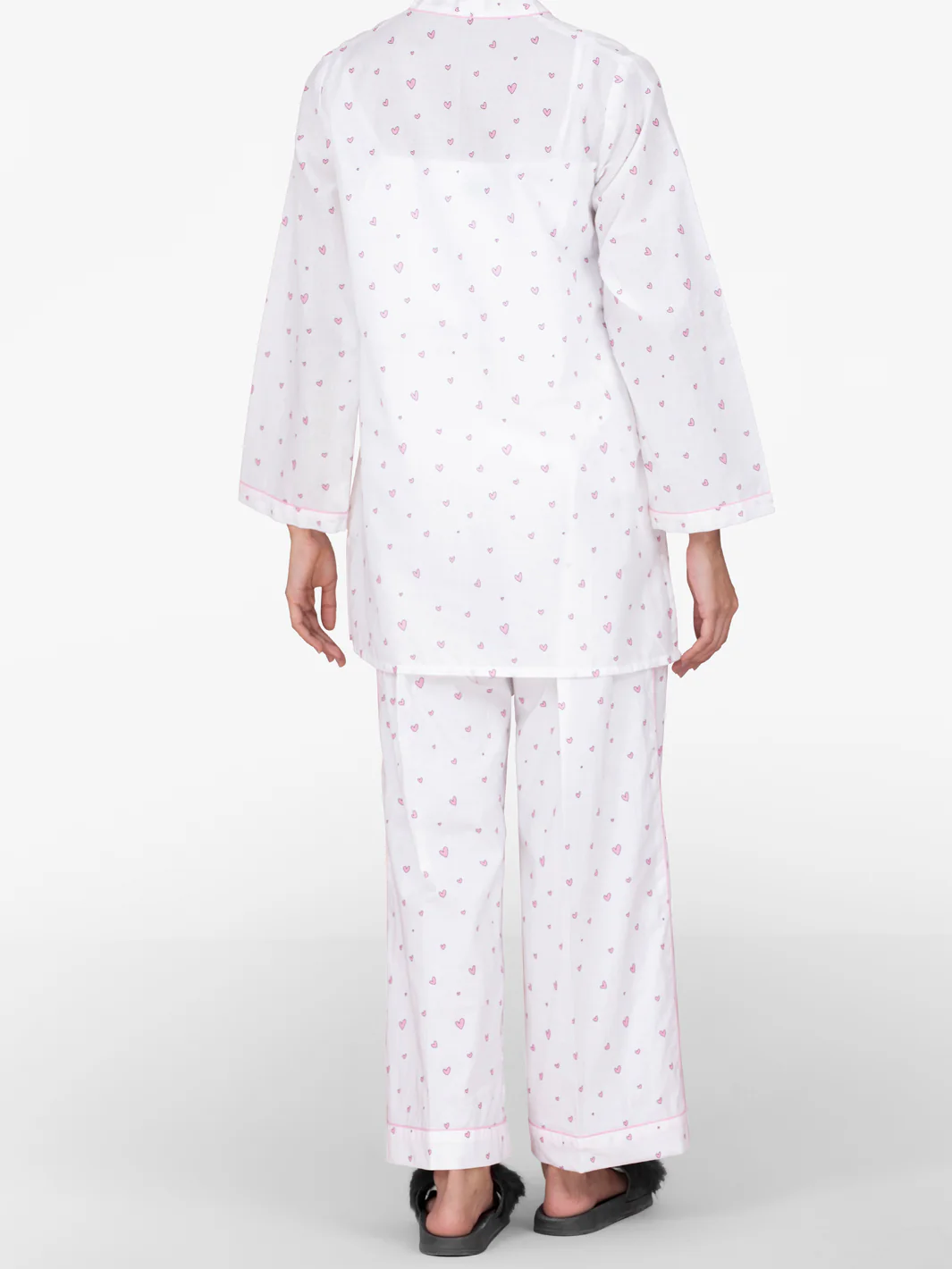 White Cotton 2 Piece Stitched Nightwear - AL-LKS-NW-1014 - Image 2