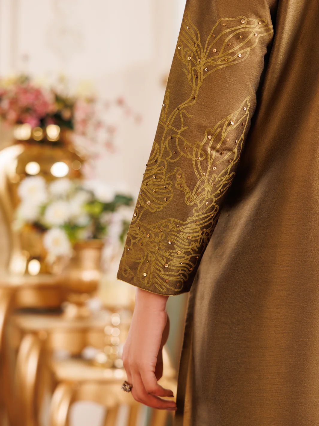 Mehndi Green Raw Silk Formal 2Pc Stitched - AL-LS-LKS-539 - Image 4