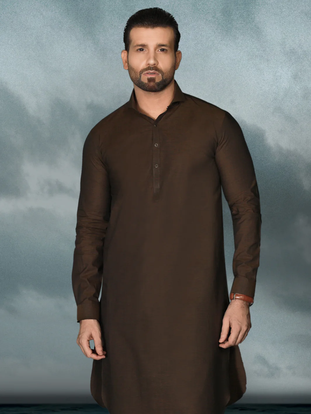 Brown Cotton Men Unstitched Fabric - AL-Maharaja-22 - Image 3