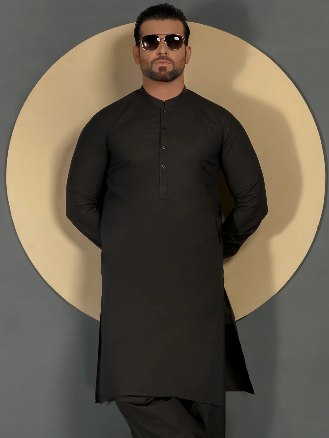 Charcoal Grey Cotton Men Unstitched Fabric - AL-Maharaja-22 - Image 3