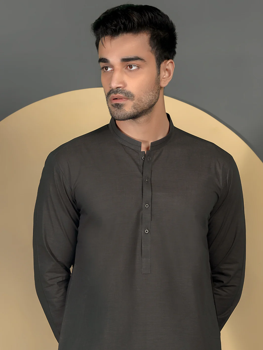 Light Brown Cotton Men Unstitched Fabric - AL-Maharaja-22 - Image 2