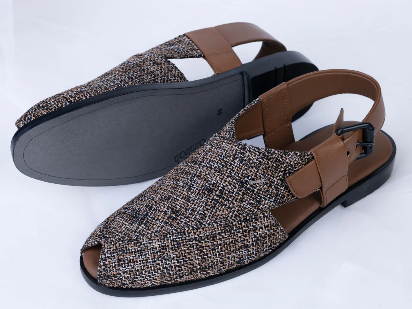 Brown Jute Peshawari Chappal - AL-MFW-FB-162 - Image 2