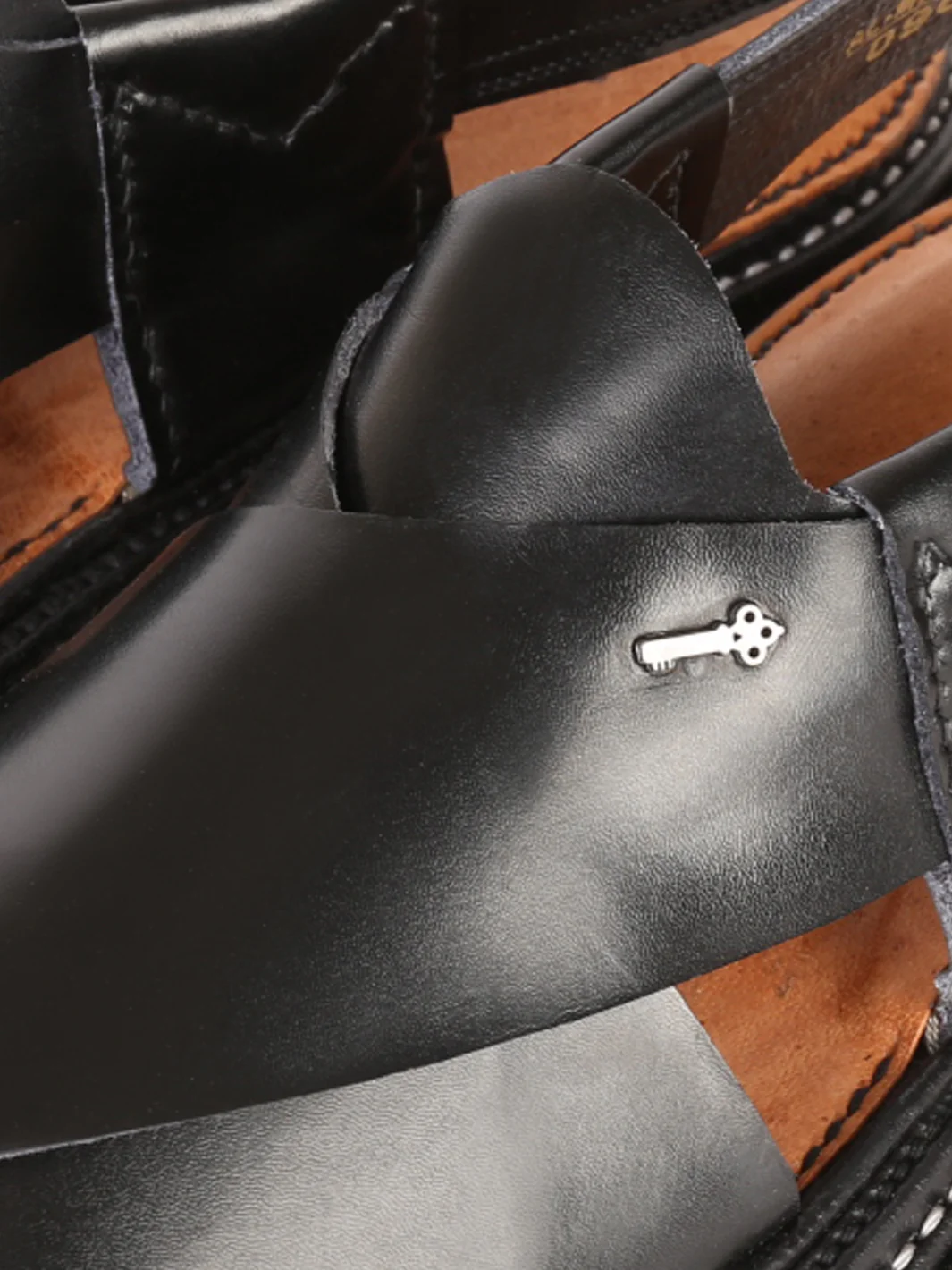 Black Leather Peshawari Chappal - AL-MFW-HC-096 - Image 2