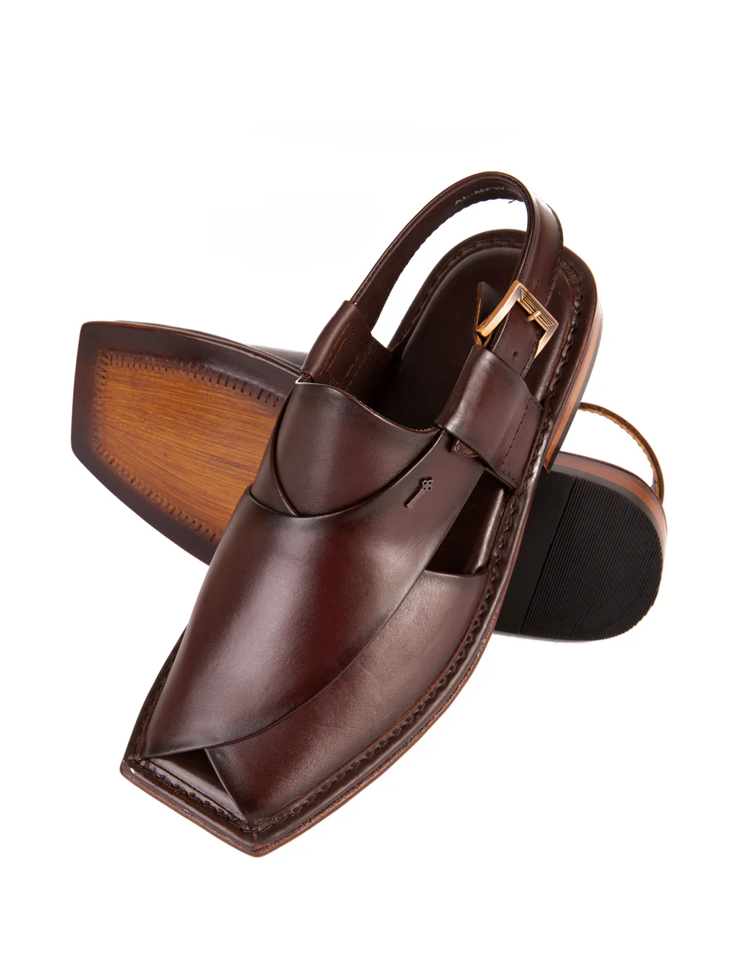 Burgundy Leather Peshawari Chappal - AL-MFW-HC-111 - Image 2