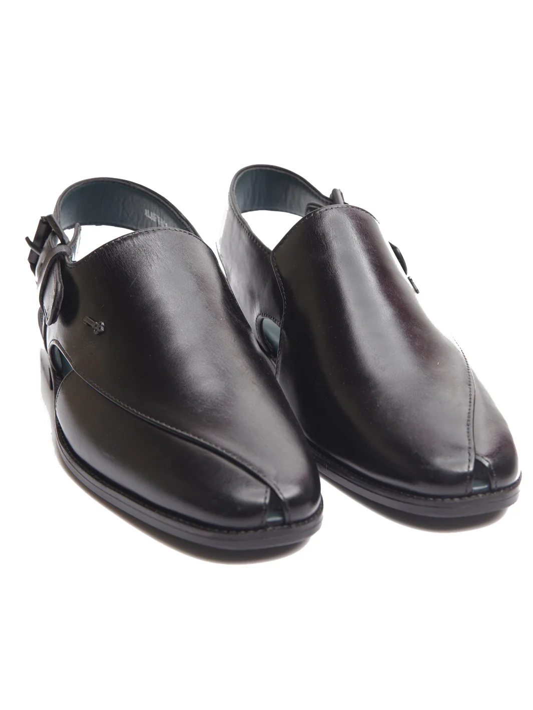 Black Leather Peshawari Chappal - AL-MFW-HC-147