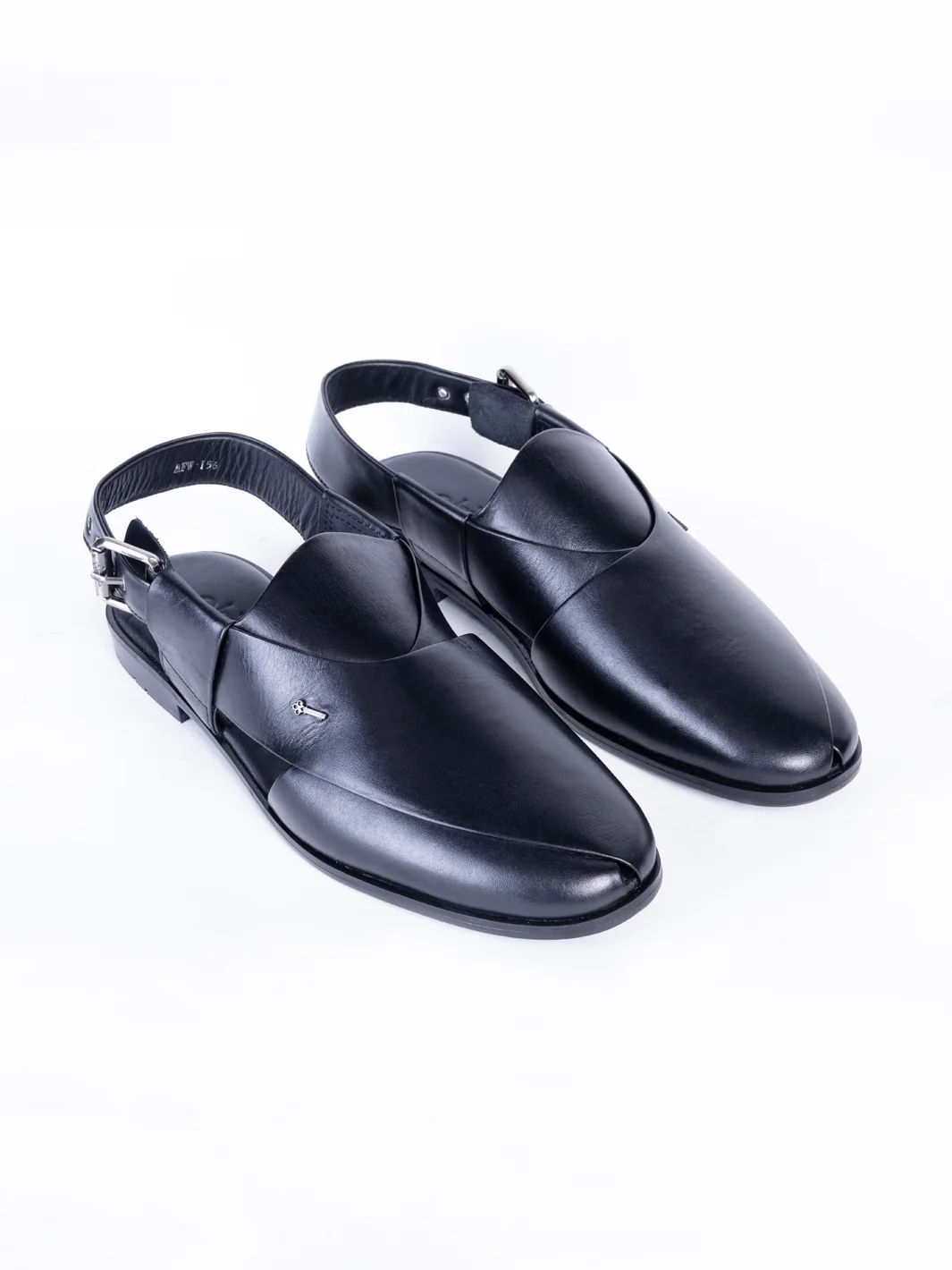 Black Leather Peshawari Chappal - AL-MFW-HC-156-R1