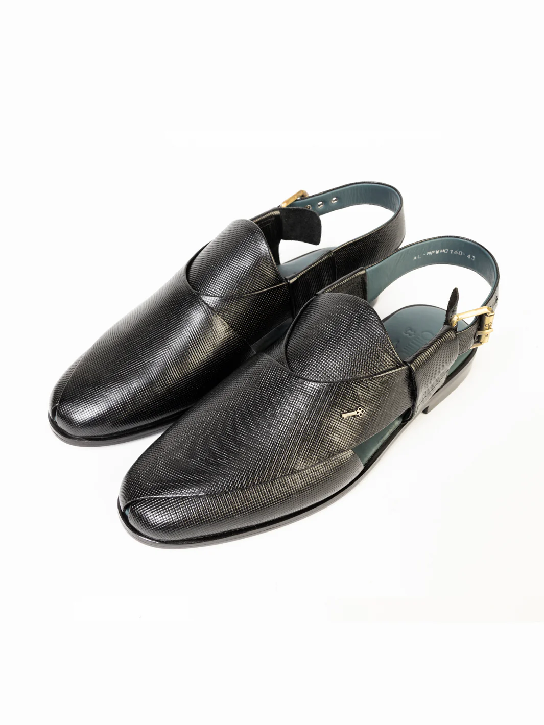 Black Leather Peshawari Chappal - AL-MFW-HC-160-R1