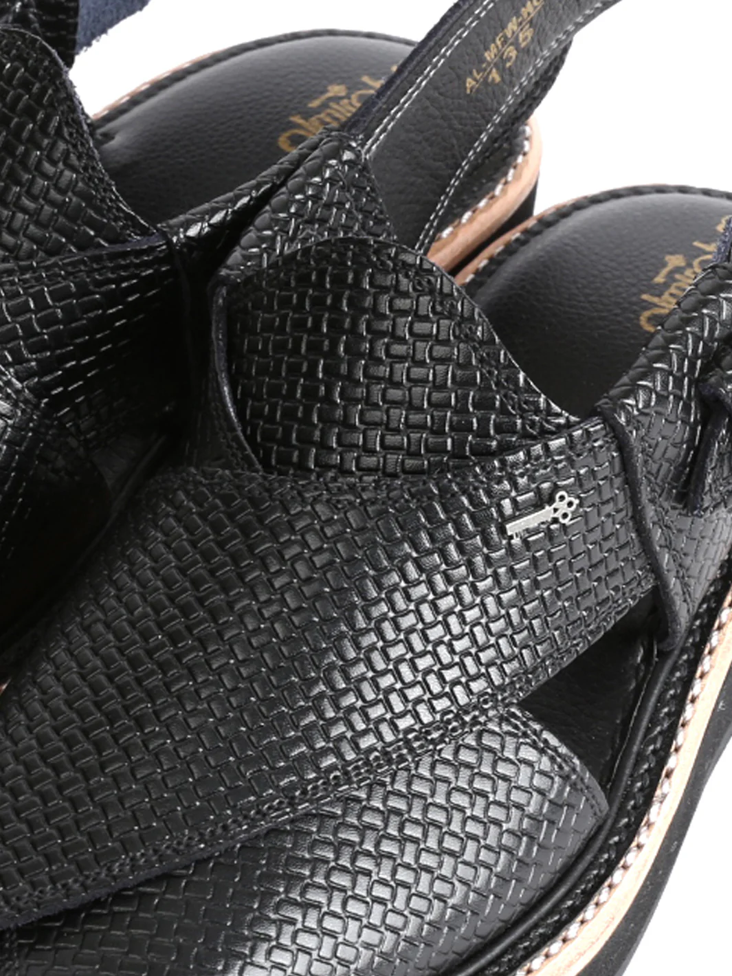 Black Leather Peshawari Chappal - AL-MFW-HCK-135 - Image 2