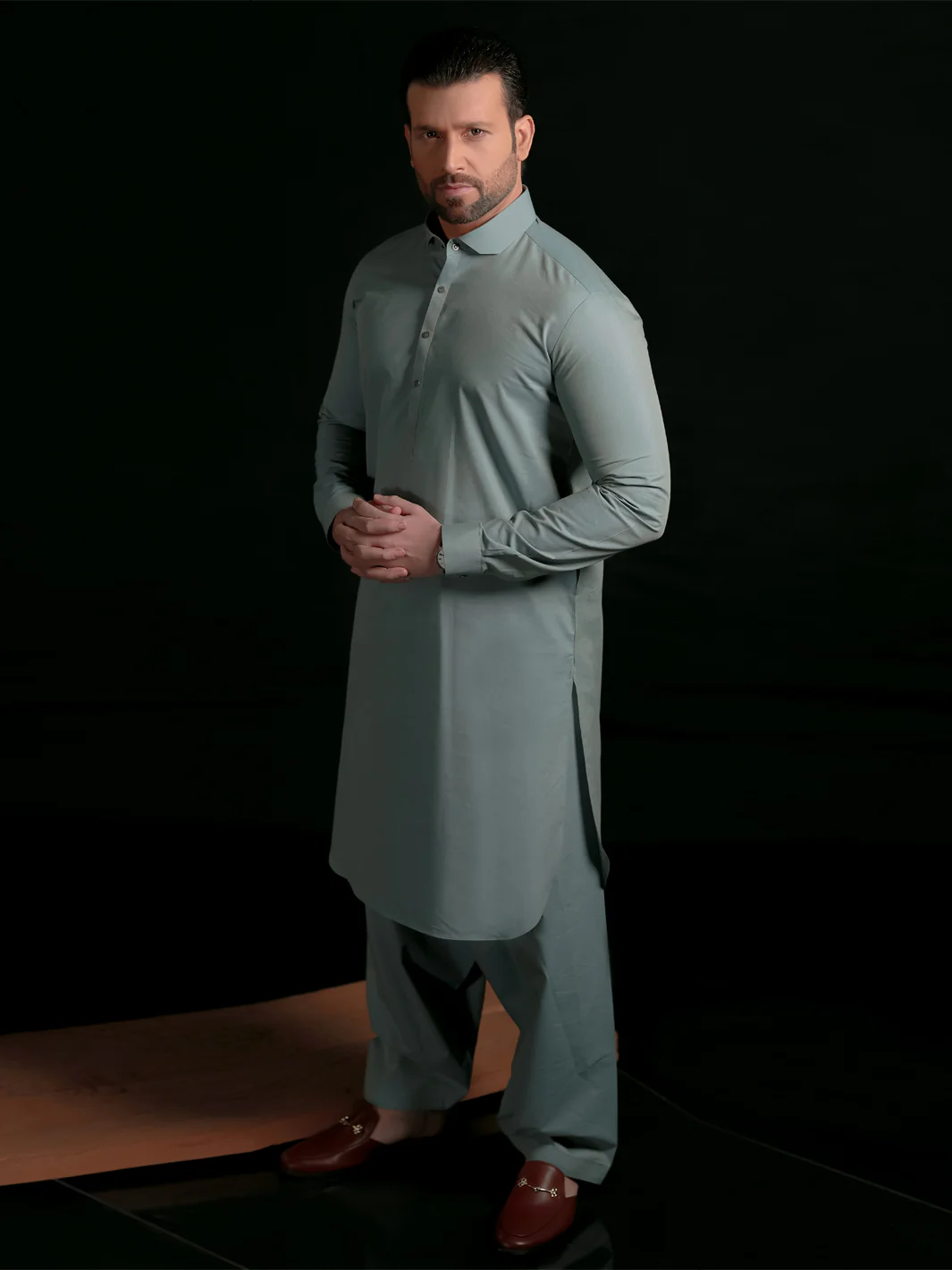 Light Blue Blended Men Unstitched Fabric - AL-Nizam-22 - Image 4