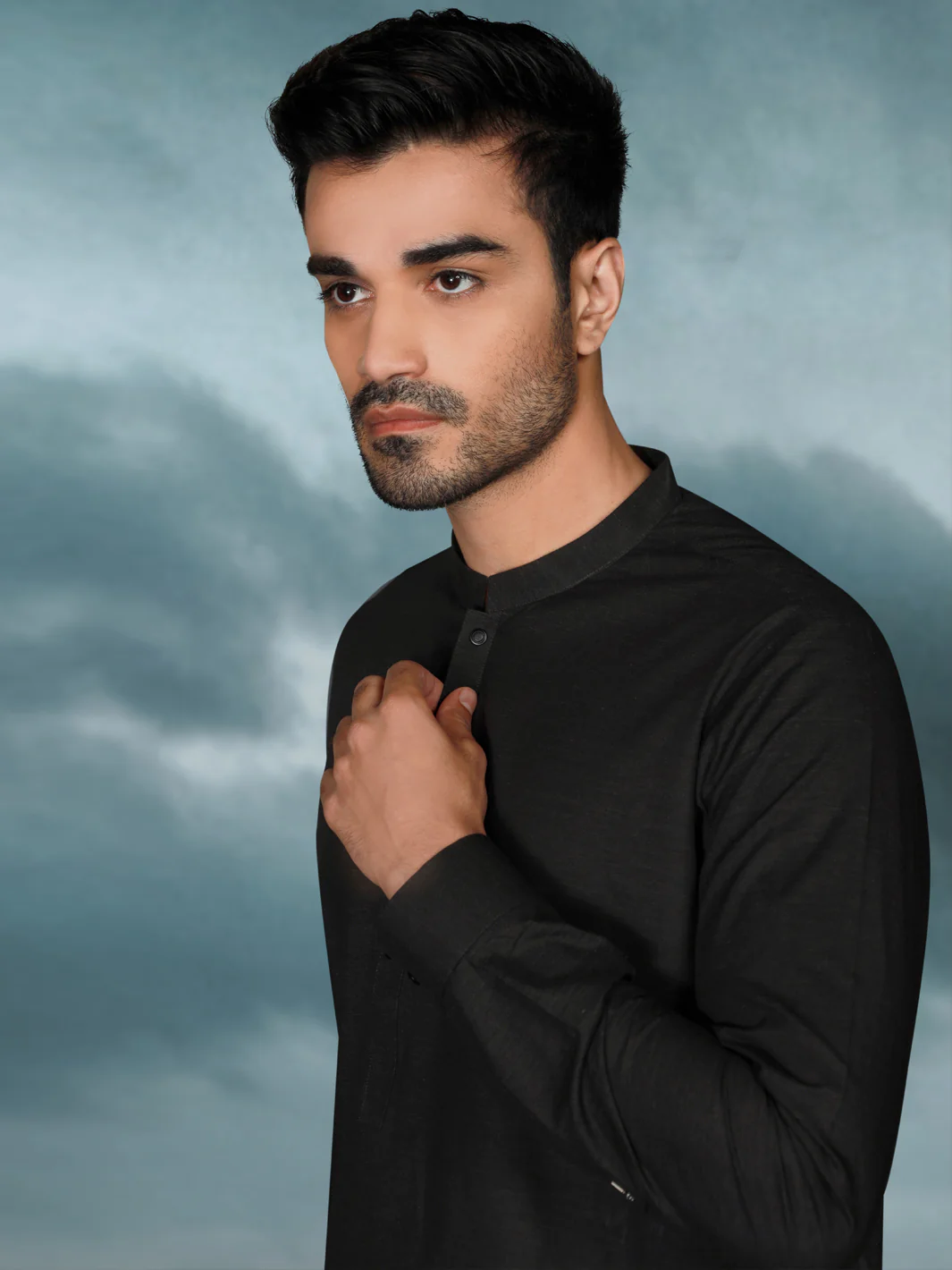 Black Blended Men Unstitched Fabric - AL-Nizam-22 - Image 3