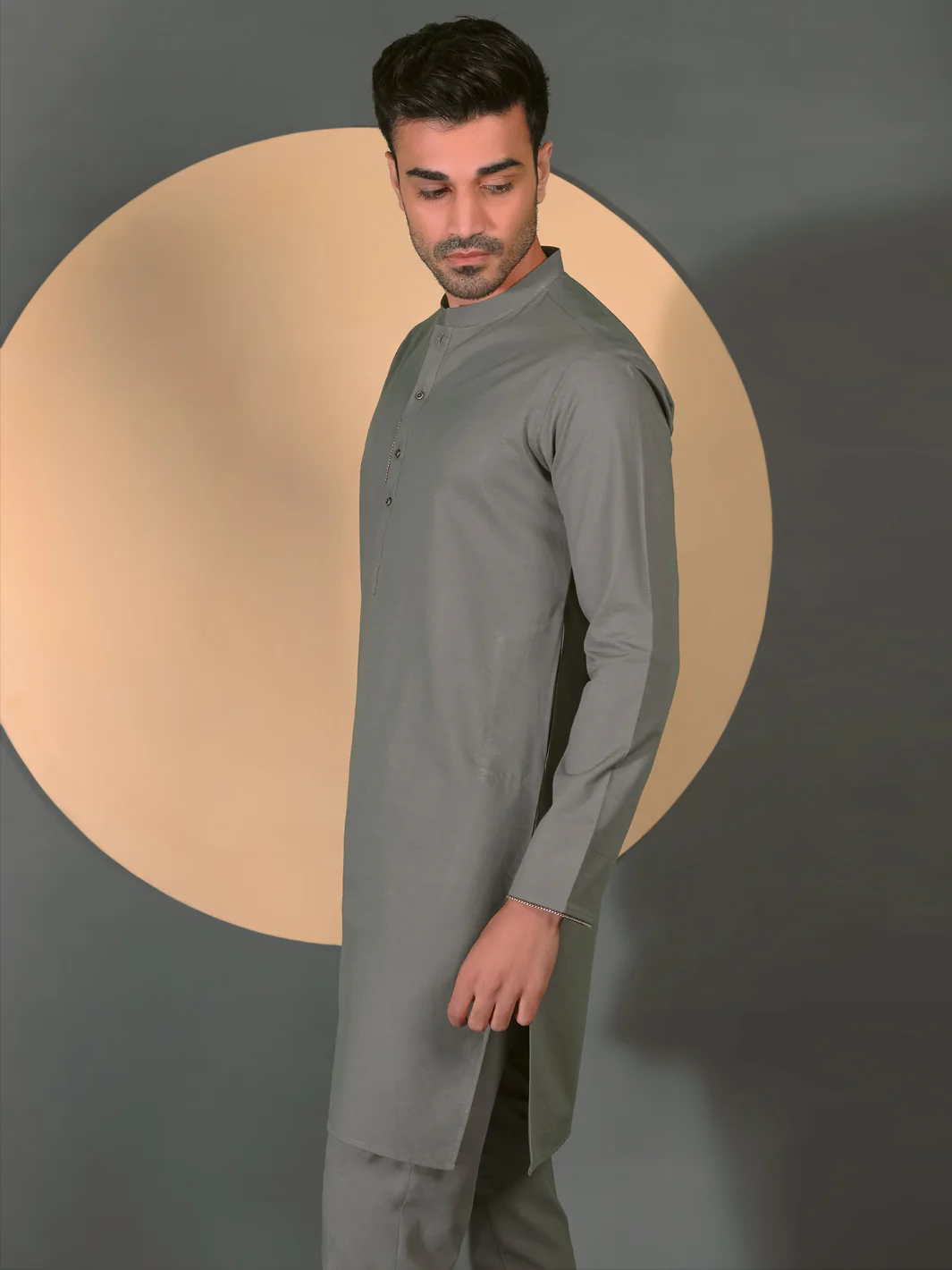 Grey Blended Men Unstitched Fabric - AL-Nizam-22 - Image 4